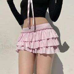 Bow Trim Low Waist Mini Skirt