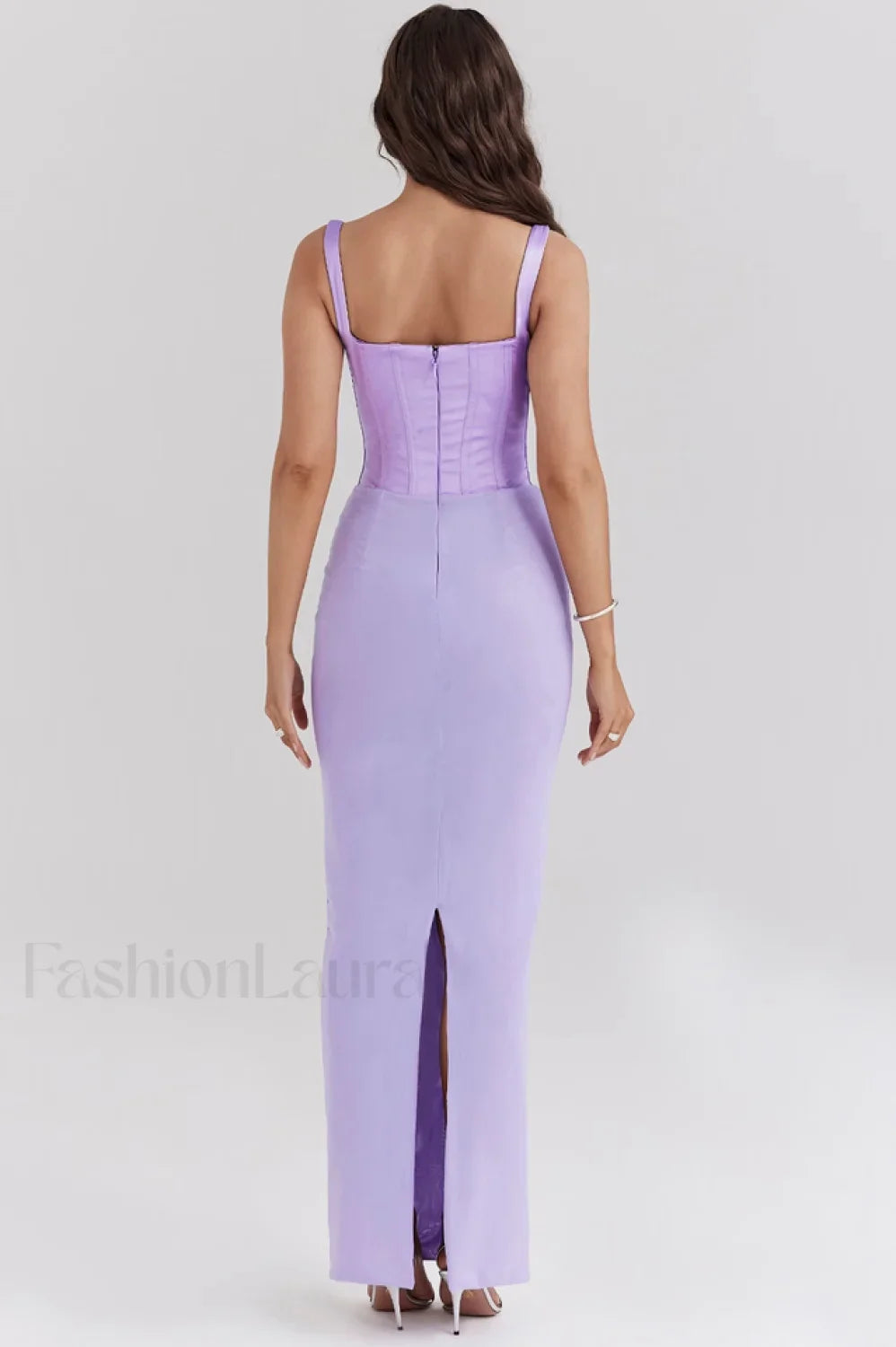 Breeze Orchid Satin Charming Corset Maxi Dress