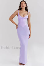 Breeze Orchid Satin Charming Corset Maxi Dress XS / Orchid