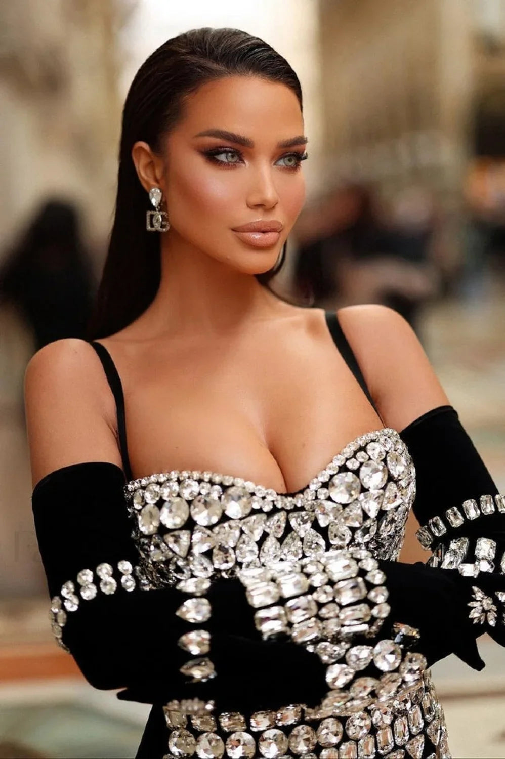 Brisbane Rhinestones Stylish Embellished Mini Dress