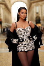 Brisbane Rhinestones Stylish Embellished Mini Dress