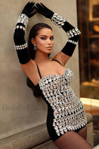 Brisbane Rhinestones Stylish Embellished Mini Dress