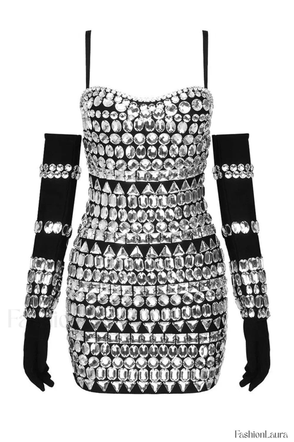 Brisbane Rhinestones Stylish Embellished Mini Dress XS / Black