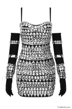 Brisbane Rhinestones Stylish Embellished Mini Dress XS / Black