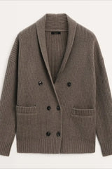 British Style Wool Knit Cardigan Brown / XS