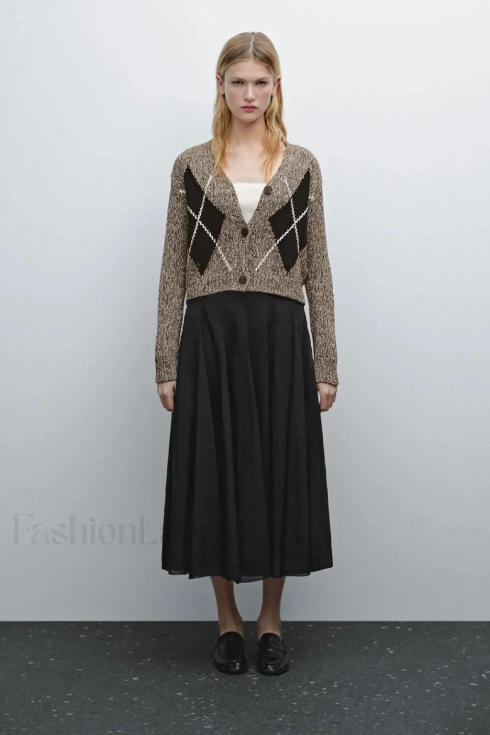 Brown Diamond Knit Cardigan