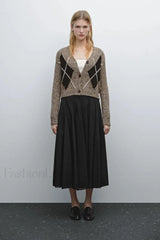 Brown Diamond Knit Cardigan