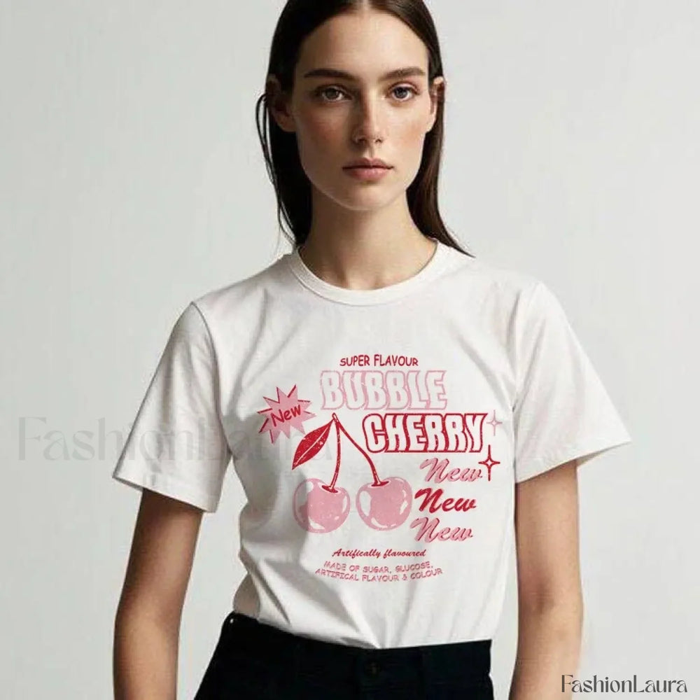 Bubble Cherry Cowgirl Western Alcohol Graphic T Shirt