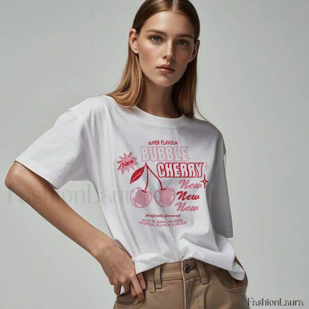 Bubble Cherry Cowgirl Western Alcohol Graphic T Shirt