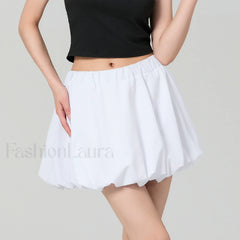 Bubble Plaid Elastic Mini Skirt