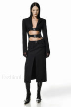 Buckle Detail Top Charming + Skirt Set