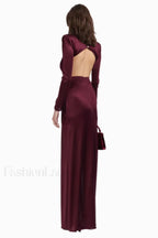Buckle Detailed Stylish Draped Maxi Dress