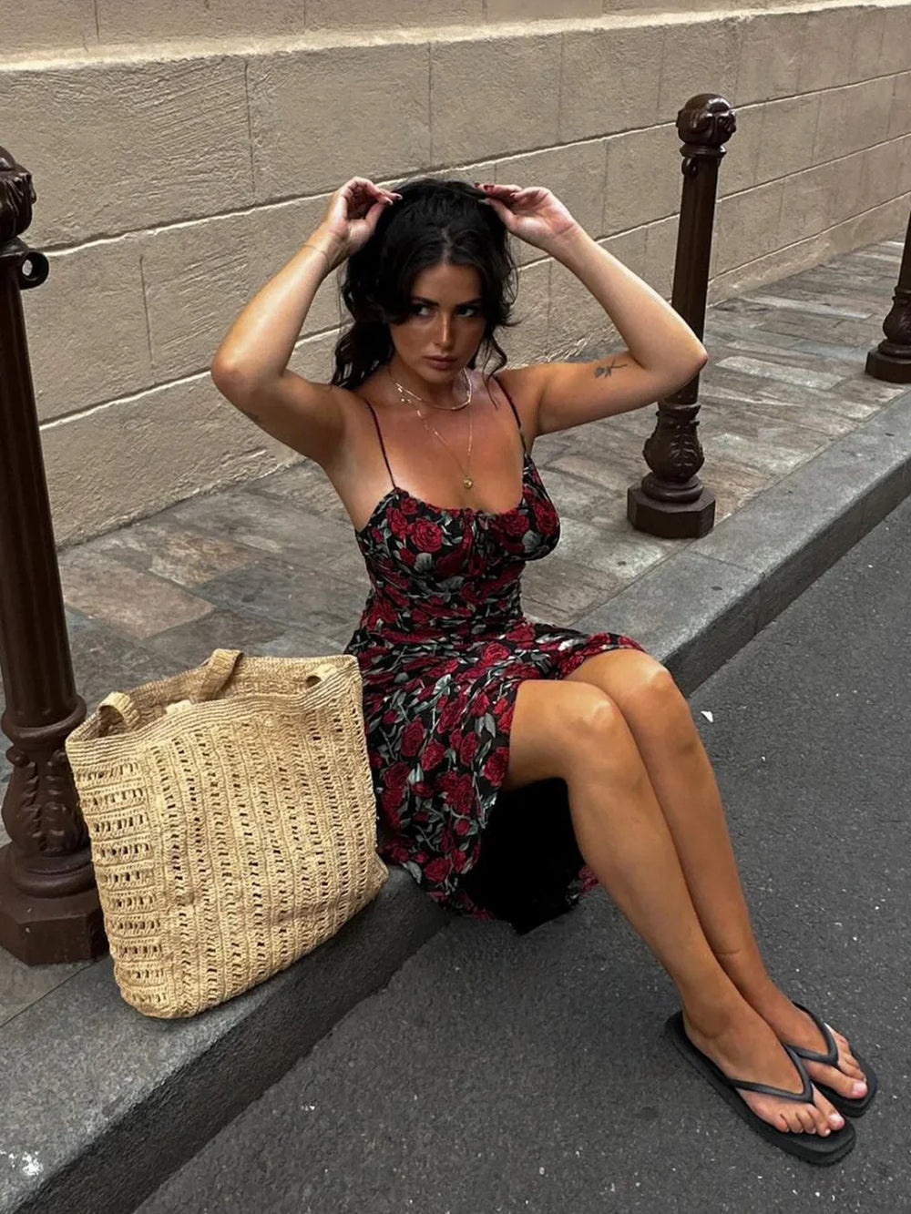 Bulgarian Roses Floral Cami Long Dress Dresses