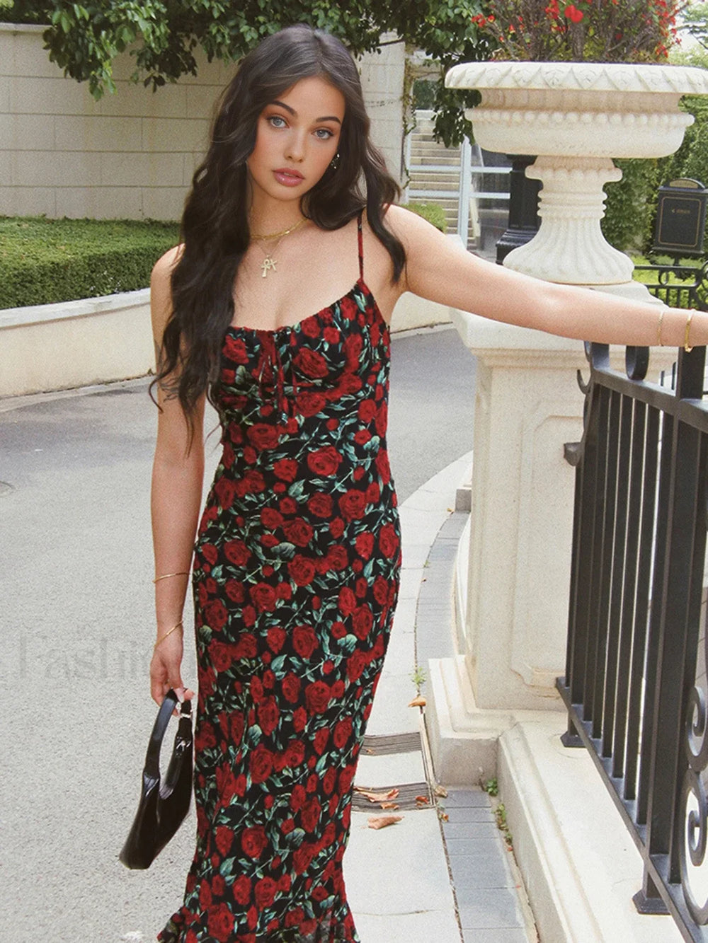 Bulgarian Roses Floral Cami Long Dress Dresses
