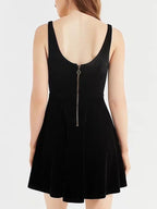 JuliaFashion-New Thing Sweetheart Neck Pleated Velvet Dress