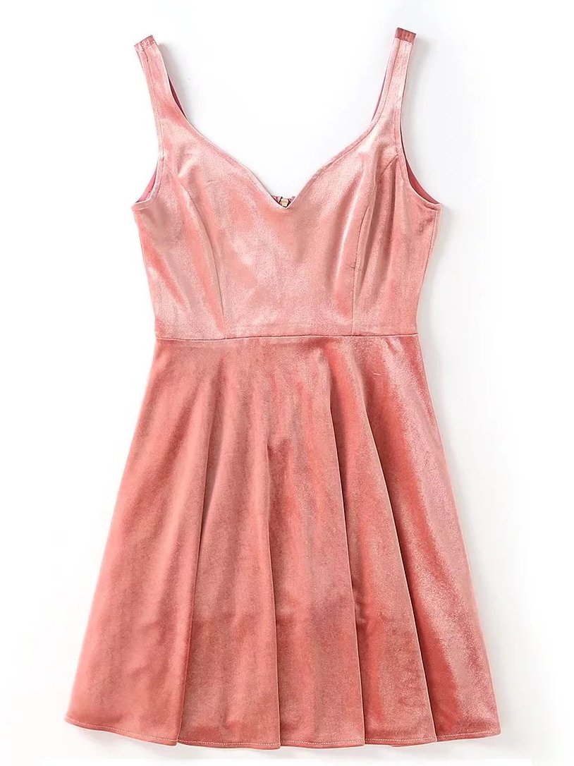 JuliaFashion-New Thing Sweetheart Neck Pleated Velvet Dress