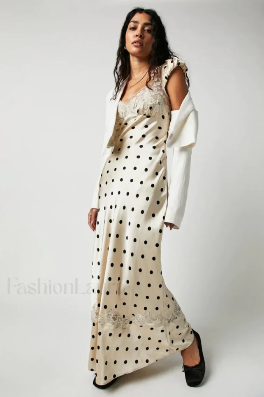 Butterfly Babe Lace Charming Polka Dot Maxi Dress