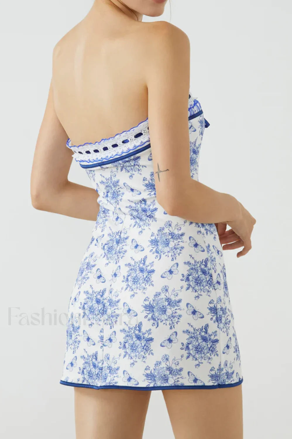 Butterfly Bouquet Floral Charming Tube Short Dress