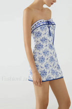 Butterfly Bouquet Floral Charming Tube Short Dress