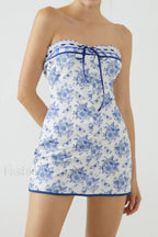 Butterfly Bouquet Floral Charming Tube Short Dress
