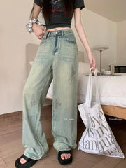 Butterfly Hot Diamond Wide leg Vintage Jeans