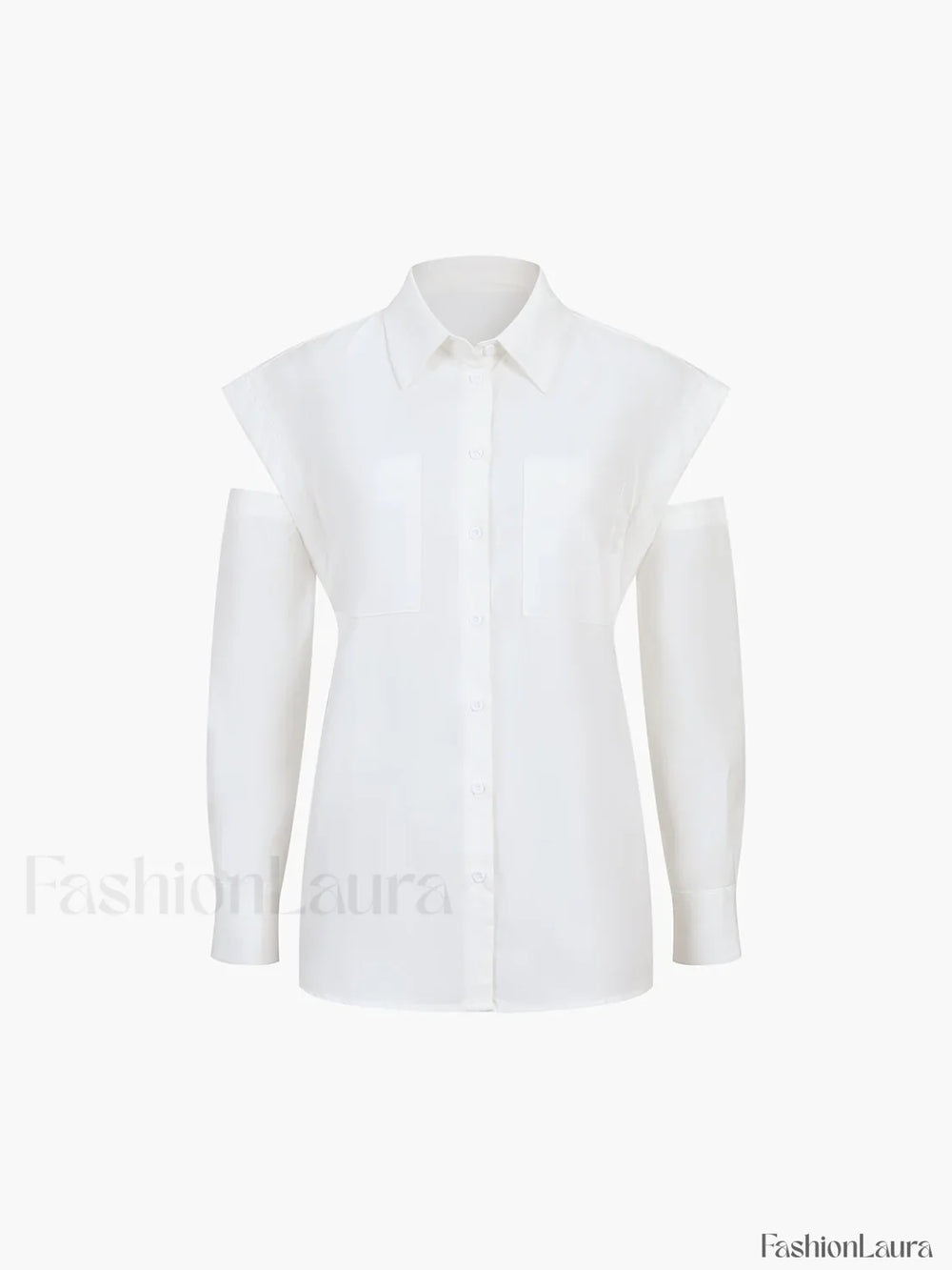 Button Down Cutout Trendy Long Sleeve Shirt Shirts