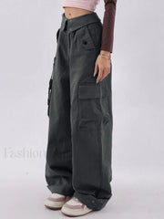 Buttoned High Waisted Cargo Pants Cargo Pants
