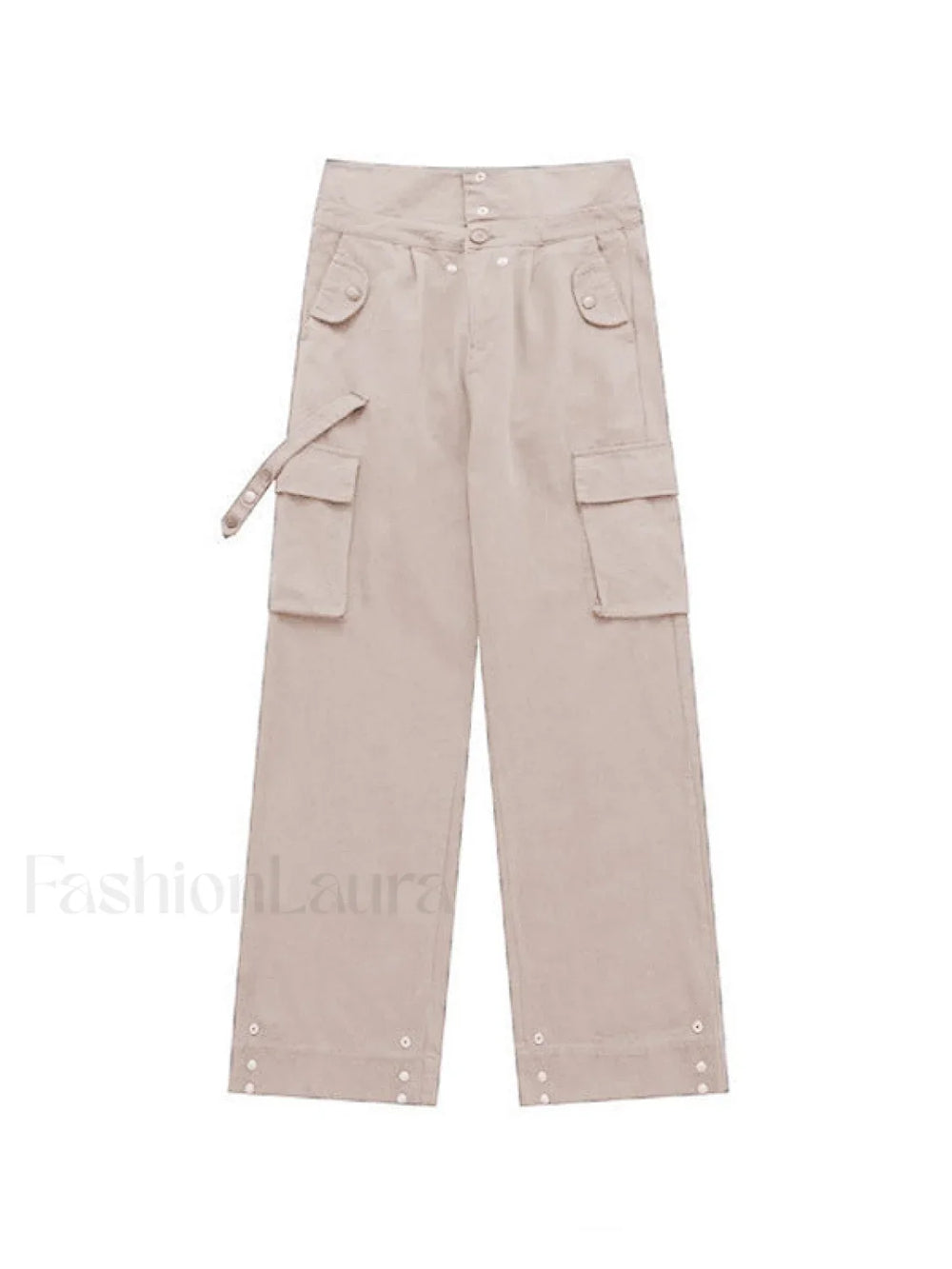 Buttoned High Waisted Cargo Pants Cargo Pants
