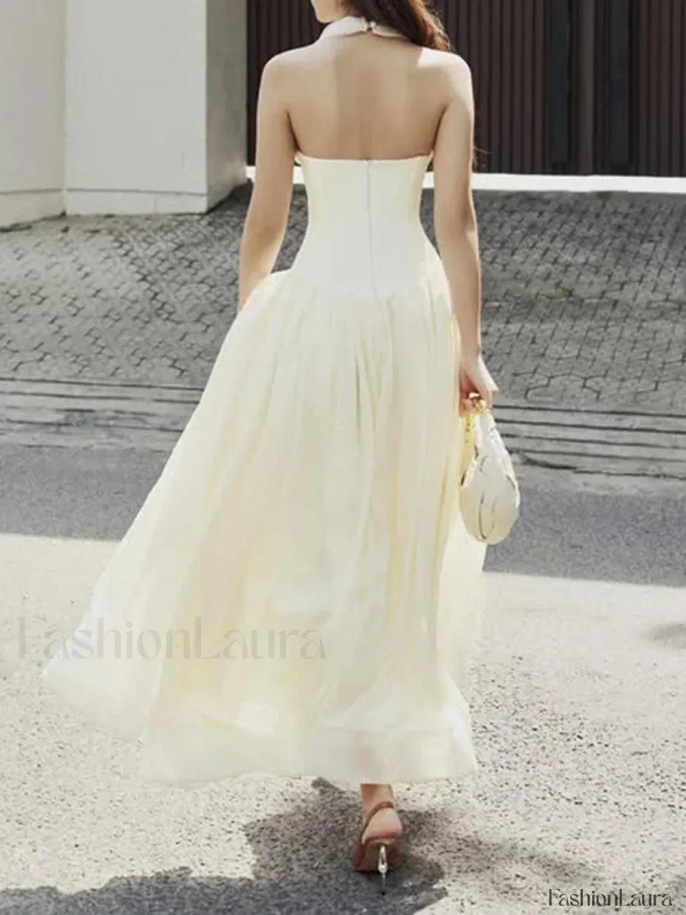 Buttoned Patchwork V Neck Maxi Dress