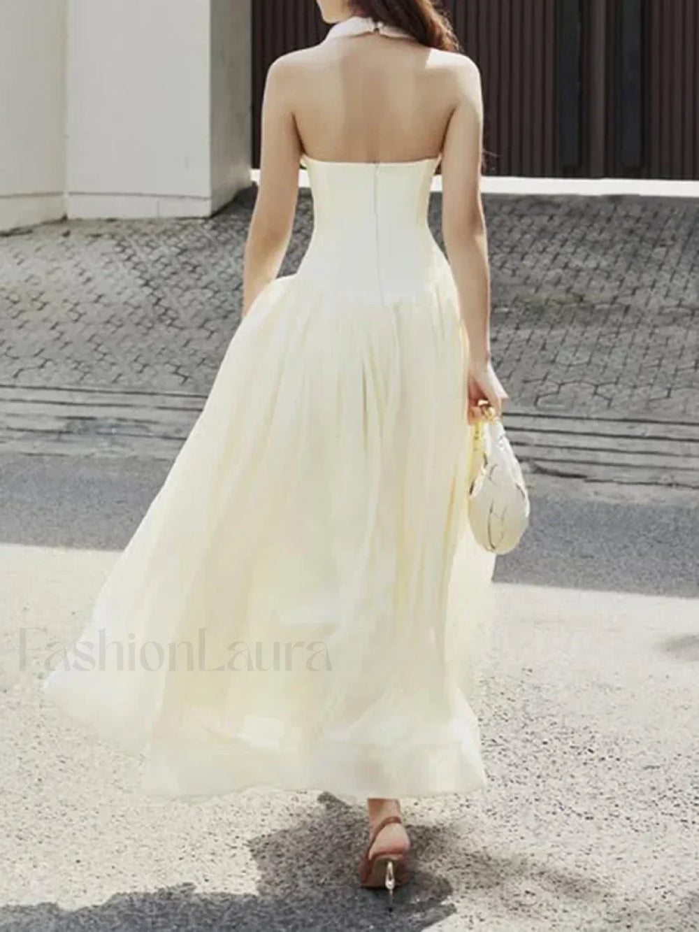 Buttoned Patchwork V Neck Maxi Dress