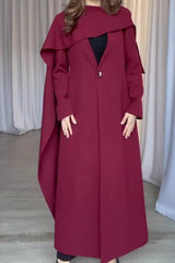 Cape Sleeve Solid Color Long Overcoat