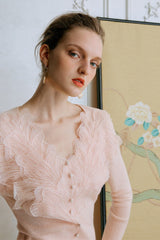 Feather Lace Detail Knit Top