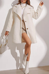 Plush Longline Lapel Winter Coat coats