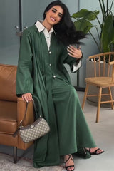 Pleated Relaxed Fit Open Detail Overcoat