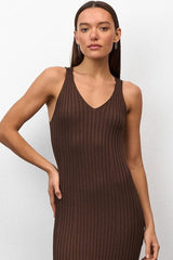 Slim Fit Knit Cami Sweater Dress S / Brown