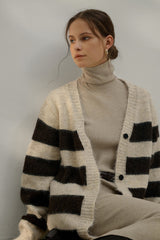 Relaxed Stripe Knit Cardigan