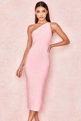 One Shoulder Backless Party Dress S / Pink