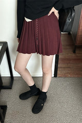 Pleated Knit Mini Skirt