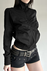 Ruched Waist Biker Jacket
