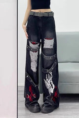 Dark Tone Flared Wide Leg Jeans