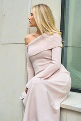 Off Shoulder Foldover Sweater Dress