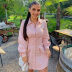 Julia Fashion - Solid Long Sleeve Women Shirt Dress