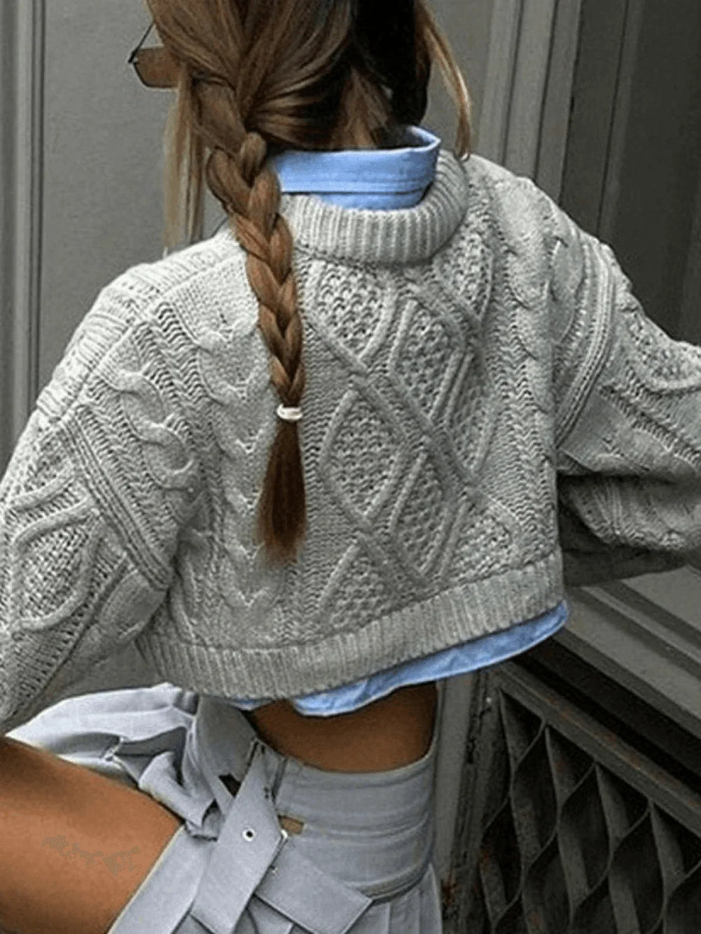 Cable Knit Cropped Sweater Sweaters