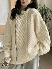 Cable Knit Pullover Sweater White / ONE SIZE Sweaters