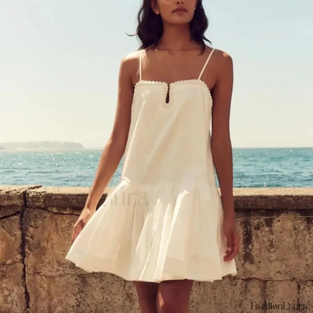 Camisole Patchwork Floral Dress WHITE / S