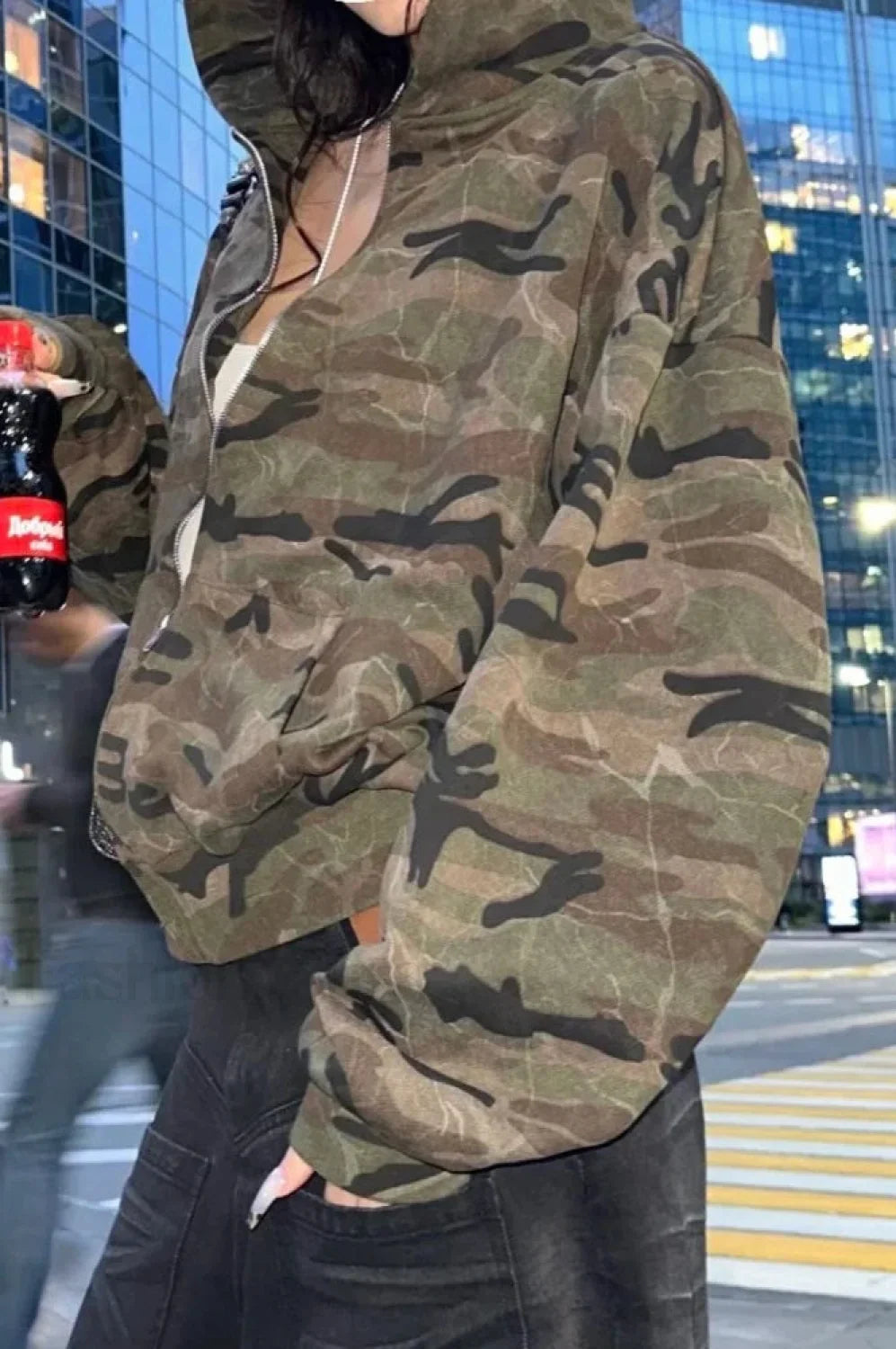 Camouflage Harajuku Zipper Hoodie