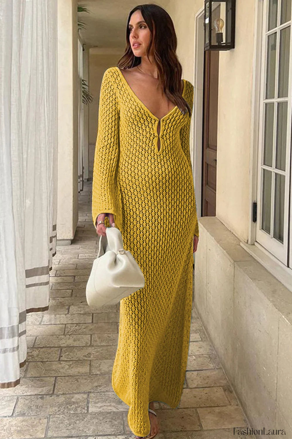 Caprice Elegant Maxi Dress S / Yellow