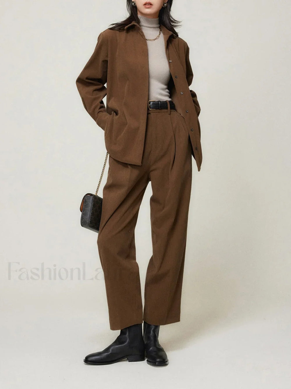 Caramel Smart Cropped Trendy Straight Leg Pants Pants