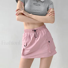 Cargo Toggle Waist Skirt Pink / S