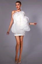 Carina One Shoulder Charming 3D Floral Dress